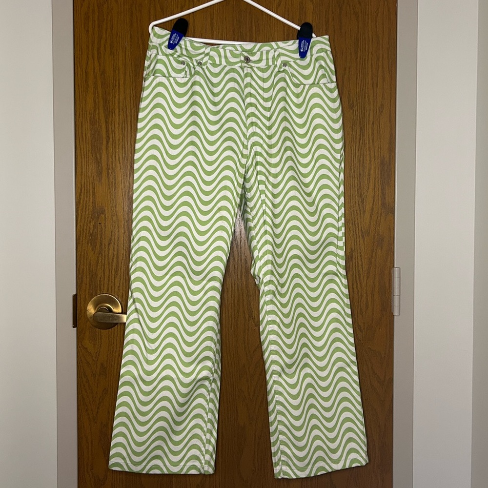 Ragged Priest squiggly green pants size 34” waist only worn once!